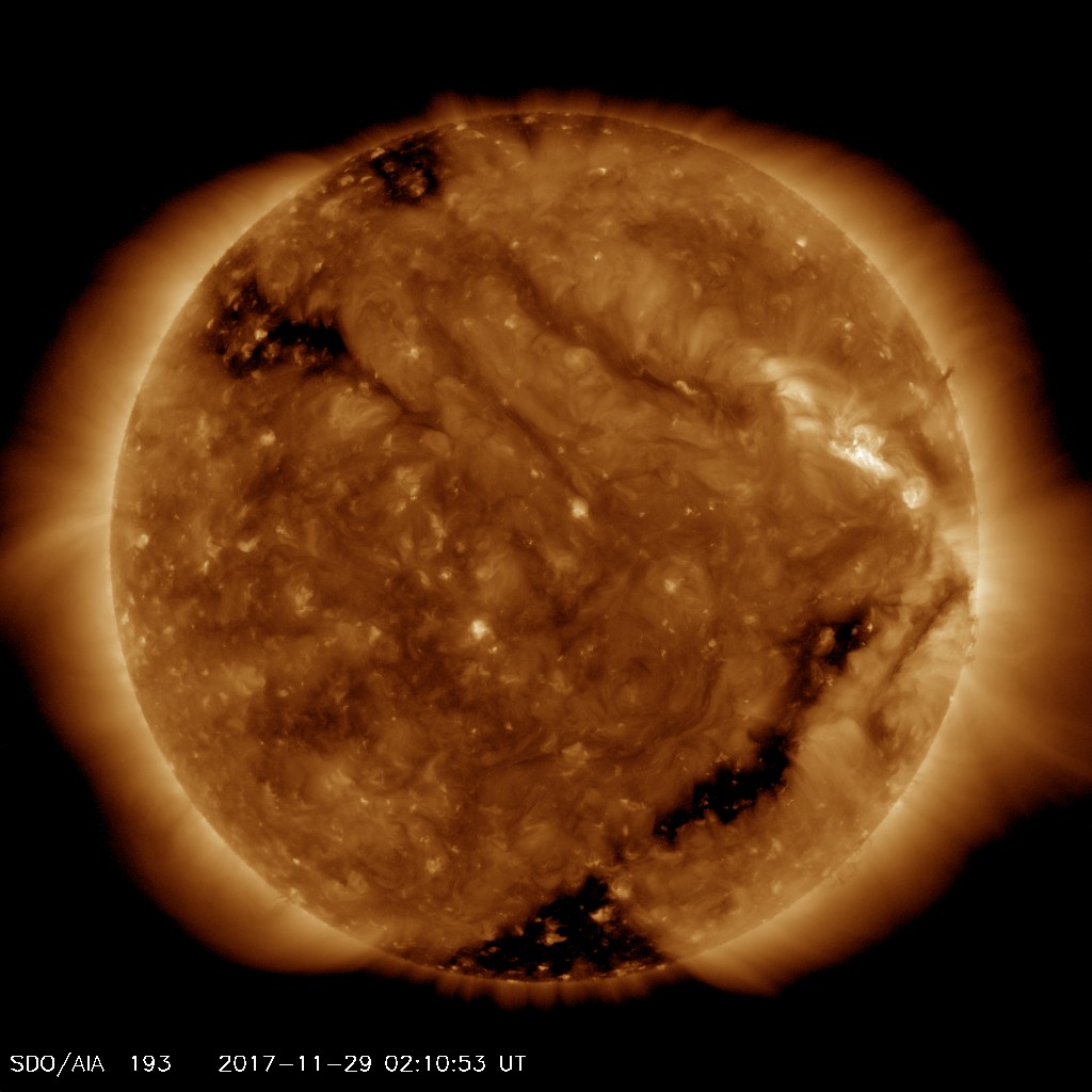 solar image_11-28-2017_0210UT_sunspots, magnetic filaments, and coronal holes.jpg
